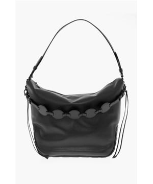 Negro, Color liso, Cierre de cremallera, Logotipo, Piel, Interior forrado, Bolsillo interior, Bandolera extraíble, Bandolera regulable, Hecho en Italia, Primavera-Verano, Bolso de hombro, SAN VALENTÍN, 38x40x17cm