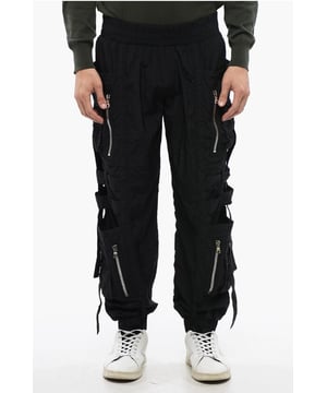 Primavera-Verano, Negro, Multibolsillos, Cintura elástica, Con bajo elástico, Hecho en Italia, Talle normal