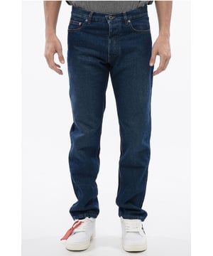 Denim Rules, Spring-Summer, Blue, 5 pockets, Denim cotton, Buttons, Contrasting stitch detailing, Logo, Belt loops, Made in Italy, Ankle: 18cm