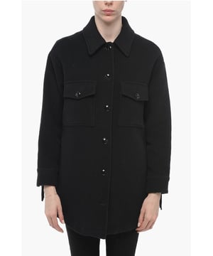 Herbst-Winter, Made in Italy, Knöpfe, Einreihige Jacke, Taschen mit Knöpfen, Schwarz, 2 Taschen, HALLO-WEEK
