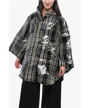 Frühling-Sommer, Kapuze, Schwarz & Weiß, Tunnelzug in der Taille, Lange Ärmel, Taschen, Knöpfe, Ungefüttert