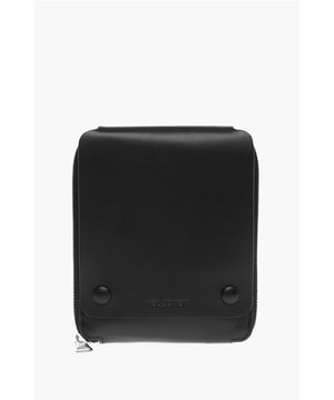Primavera-Verano, Bandolera extraíble, Negro, Logotipo, Piel, Color liso, Cierre con botones a presión, Cierre con cremallera, Bolso de hombro, Bolso de mano, Hecho en Italia, SAN VALENTÍN, 12,5x15x2cm