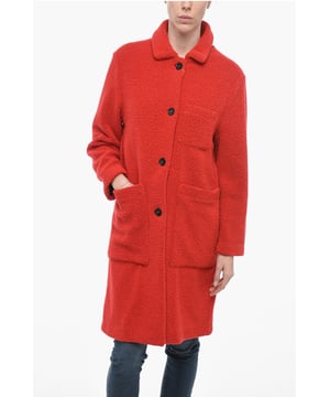 Herbst-Winter, Knöpfe, Rot, Taschen, Aufgesetzte Tasche, Halbgefüttert, Lange Ärmel, Festlicher Look