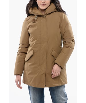 Herfst-Winter, Bruin, Gevoerd, 2 zakken, Zakken met knopen, Capuchon, Knopen, Ritssluiting, Lange mouwen, Trekkoord in de taille, Binnenzak, Gevoerd, Logo, Sluiting aan de voorkant, Verborgen sluiting, EARTH NUANCES