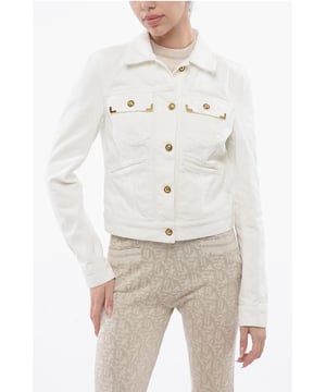 4 zakken, Sluiting aan de voorkant, Lente-Zomer, Wit, Denim katoen, Knopen, Mouwen met knopen, Lange mouwen, Gemaakt in Italië, Casual, Denim Rules
