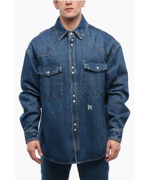 Botones, Mangas con botones, Algodón denim, 2 bolsillos, Hecho en Italia, Cierre frontal, Casual, Primavera-Verano, Azul, Mangas largas, Denim Rules