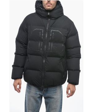 Herbst-Winter, Schwarz, Kapuze, Lange Ärmel, Steppfutter, Reißverschluss, Logo, 4 Taschen, Innentasche, Gefüttert, Frontverschluss, Einzelstücke