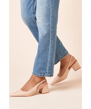 Patricia Faux Leather Slingback Medium Block Heel Court Shoes