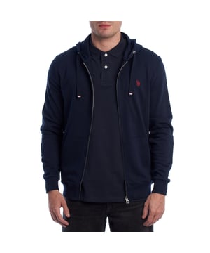 Designed for those who value functionality without sacrificing style, this US Polo Assn. zip-up hoodie combines comfort, contemporary design, and sporting heritage. Ideal for casual looks or light workouts, it adapts to the pace of everyday life with a timeless aesthetic.

 Details:
 - Full zip front closure.
 - Hood with adjustable contrasting drawstring.
 - Round neck.
 - Functional kangaroo pockets.
 - US Polo Assn. logo embroidered on the chest.
 - Soft and stretchy fabric, ideal for everyday use.
 - Ribbed cuffs and waistband.
 - Matching visible seams.

 At US Polo Assn., every garment reflects the authentic spirit of the sport of polo. This men's sweatshirt represents our commitment to quality, comfort, and classic style reinvented for the modern man.
 Composition: 100% Cotton
 Care:
Wash at maximum temperature 30º.
 Iron at low temperature.
 Do not use bleach.
 Do not use a dryer.
 Do not dry clean.