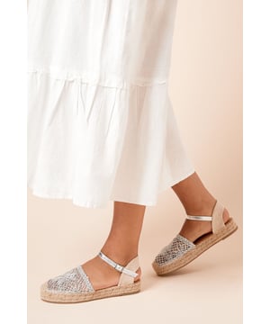 Laura Embroidered Closed Toe Flat Espadrille Shoes