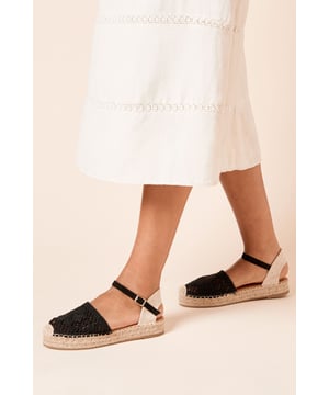Laura Embroidered Closed Toe Flat Espadrille Shoes