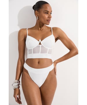 Panelled Mesh Cup Bikini Bottom