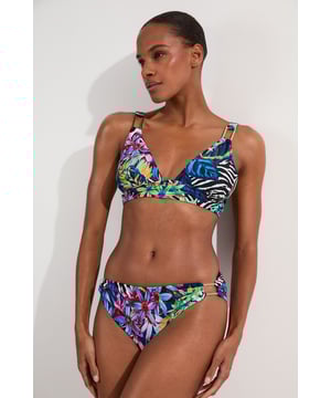 Make a statement this summer with these eye-catching tropical floral bikini bottoms from Karen Millen. The vivid print captures the essence of an exotic paradise, perfect for those sun-soaked days by the sea or poolside lounging. Pair with the matching top for a coordinated look, or mix and match with a solid-coloured piece for a personalised style. These versatile bottoms are ideal for a range of summer activities, from lazy beach days to active water sports. The stretchy fabric ensures comfort and a flattering fit, allowing you to move with confidence whether you're taking a dip or strolling along the shore. Embrace the tropical vibes and make these bikini bottoms your go-to choice for any sunny getaway or local beach day.  Vibrant tropical floral print for a bold beach look Stylish side strap detailing adds a touch of allure Mid-rise fit for comfortable coverage Stretchy fabric ensures a perfect fit and ease of movement Coordinating bikini top available for a complete set   Matching piece sold separately.
