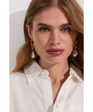Gold Chain Pearl Drop Detail Earrings