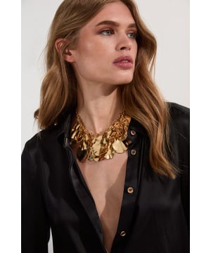 Gold Double Layer Statement Necklace