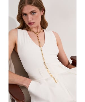 Gold Chain Knot Detail Drop Necklace
