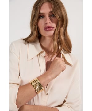 Gold Textured Statement Bangle