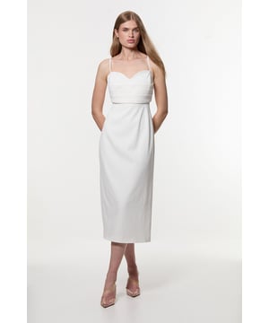 Polished Tailored Corset Detail Midi Dress