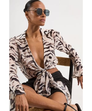 Animal Print Viscose Georgette Beach Wrap Top