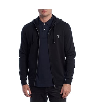 Designed for those who value functionality without sacrificing style, this US Polo Assn. zip-up hoodie combines comfort, contemporary design, and sporting heritage. Ideal for casual looks or light workouts, it adapts to the pace of everyday life with a timeless aesthetic.

 Details:
 - Full zip front closure.
 - Hood with adjustable contrasting drawstring.
 - Round neck.
 - Functional kangaroo pockets.
 - US Polo Assn. logo embroidered on the chest.
 - Soft and stretchy fabric, ideal for everyday use.
 - Ribbed cuffs and waistband.
 - Matching visible seams.

 At US Polo Assn., every garment reflects the authentic spirit of the sport of polo. This men's sweatshirt represents our commitment to quality, comfort, and classic style reinvented for the modern man.
 Composition: 100% Cotton
 Care:
Wash at maximum temperature 30º.
 Iron at low temperature.
 Do not use bleach.
 Do not use a dryer.
 Do not dry clean.