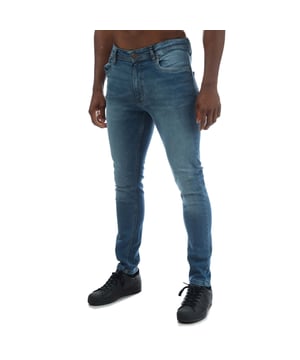 Mens Duck and Cover Doves Slim Fit Jeans in mid wash blue denim. - Classic 5-pocket construction. - Zip fly and button fastening. - Branded back waist patch.- Slim fit. - Short inside leg length approx. 30in  Regular inside leg length approx. 32in  Long inside length approx. 34in.- 98% Cotton  2% Elastane. Machine washable. - Ref: DC2B122666MWMeasurements are intended for guidance only.