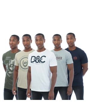 Mens Duck and Cover Cheymore 5 Pack T-Shirts.- Comprises one x beige  grey marl  navy  khaki and white cotton t-shirt.- Ribbed crew neck.- Short sleeves.- Assorted Duck and Cover graphics printed to front.- 100% Cotton.  Machine washable.  - Ref: DC2A123452ASPlease note this style is sold as a set.  Returns will only be accepted if both items are returned together.