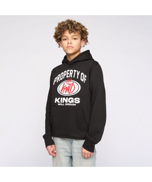 Jongens Kings Will Dream Prop Hoodie in zwart - Met capuchon - Lange mouwen - Gedrukte graphics op de borst - Kangoeroezak aan de voorkant - Ribgebreide manchetten en zoom - Relaxte pasvorm - 60% Katoen 40% Polyester. Machinewasbaar. - Ref: KD3E124425BS2STK