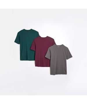 Pack of 3, Muscle fit, Multi coloured, Crew neck, Short sleeved