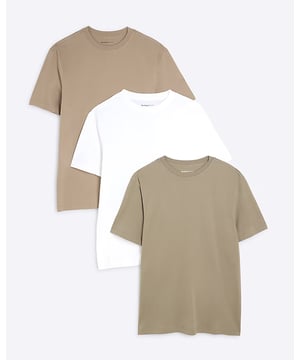 Pack of 3, Slim fit, Multi coloured, Crew neckline, Short Sleeves