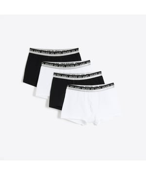 Multipack of 4, RI elasticated waistband, Black and White Trunks