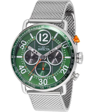 El Invicta 49373 tiene una caja de acero inoxidable de 44 millimetros con una esfera verde.
Esta modelo funciona con un movimiento de Cuarzo preciso.
Resistencia a la presión de aqua de 5 bares.
Este modelo es parte de la colección Invicta Speedway.

2 años de garantía Invicta.