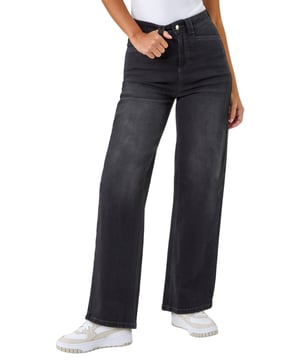 Dusk Denim Stretch Wide Leg Jeans from Roman. Bring sleek and modern looks to your wardrobe with these denim jeans. Made perfect for the cooler weather ahead! It is created with front fly and button fastening and functional belt loops & pockets. Finishing in a wide-leg silhouette to help elongate your frame and define your waist. Styled with casual tee’s and trainers for a relaxed day-to-day outfit, or pair it with a blouse and ankle boots for a trendy fall look!