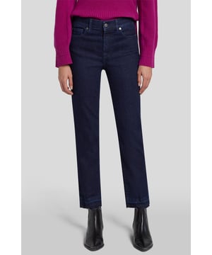 Dames  Als het gaat om moderne klassiekers is The Straight Crop in donkerblauw Heritage denim voorbeeldig. Dit essentiële model heeft een middelhoge taille en rechte pijp. Laat de korte lengte je favoriete enkellaarsjes goed uitkomen. De jeans van 7 For All Mankind zijn gemaakt van premium stoffen.