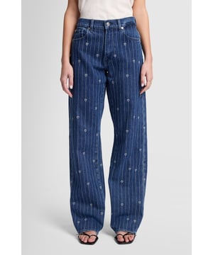 Damen  Zum Verlieben: Diese neue Variante der Tess Trouser ist aus blauem Denim gefertigt und mit einer schönen Stickerei in Herzform versehen. Die Jeans mit hohem Bund und geradem Bein haben einen 90er-Jahre-Charme. Knüpfen Sie daran an und tragen Sie zur Tess Trouser ein lockeres T-Shirt und Riemensandalen mit einem kleinen Absatz. Die Jeans von 7 For All Mankind werden aus Premiumstoffen hergestellt.