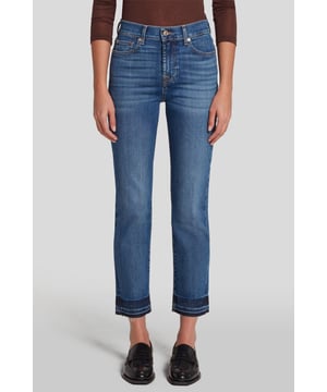 Dames  Met zijn rechte pijpen en middelhoge taille is de Straight Crop zowel tijdloos als veelzijdig. Deze niet te missen jeans is gemaakt van authentiek Heritage-denim in een duurzame blauwe wassing die gebreide items en loafers er nog beter laat uitzien. De jeans van 7 For All Mankind zijn gemaakt van premium stoffen.