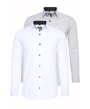 Rusty Neal Herren Hemd 2er Set
 
Passform: Slim Fit
Material Hemd: 60% Baumwolle, 37% Polyester, 3% Elastan
Gewicht: 500 gr
Herstellungsland: Türkei
Kragenform: Kentkragen
 
ZUFRIEDENHEITSGARANTIE: Bei uns kaufen Sie ohne Risiko, da wir unbegründete Rückgaben akzeptieren und zeitlich die Rückzahlung Erstatten. Unsere Firmenphilosophie lautet nach wie vor: "Der Kunde ist König" unser Anliegen ist es zu jeder Zeit den bestmöglichen Service zu bieten mit Firmensitz: Deutschland
HERSTELLUNG/PRODUKTION: Als Gründer wie auch Hersteller, Designen und Produzieren wir unsere Produkte als Familienunternehmen von A-Z autonom, daher können wir Qualität garantieren wie auch ein optimales Preis-Leistungs-Verhältnis. Hergestellt unter fairen Arbeitsbedingungen mit hochwertigen Materialien welche schonend verarbeitet wurden (kein Chemiegeruch). Zeitloses Design aus dem Herkunftsland: Türkei
PASSFORM: Angefertigt aus qualitativ hochwertiger wie auch anschmiegsamer Baumwollmischung, garantiert dieses Hemd einen absolut bequemen Sitz mit Wohlfühlfaktor. Unser Model trägt bei einer Körpergröße von 1,85 m und einem Gewicht über 80 kg die Größe: M (Medium). An den Europäischen Markt angepasst bieten wir dieses Hemd in folgender Passform an: Slim Fit
ANLASS: Ob Frühling/ Sommer oder Herbst/ Winter dieses Hemd ist als Allrounder stets angenehm zu tragen, kein Kratzen durch hochwertige Materialien und Verarbeitung, das zeitlose und doch Moderne Design garantiert einen Stilvollen Auftritt, ob im Büro oder Business Meetings wie auch Casual am Nachmittag oder als toller Akzent auf Partys oder anderen Veranstaltungen.
MASCHINENWÄSCHE: Durch die hochwertige Verarbeitung der Materialien treten nach der Wäsche keine Farbverluste auf, auch das Einlaufen des Hemdes ist kein Thema mehr! Qualität die sich auch nach unzähligen Waschgängen gewaschen hat!
 