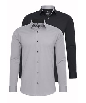 Rusty Neal Herren Hemd 2er Set
 
Passform: Slim Fit
Material Hemd: 60% Baumwolle, 37% Polyester, 3% Elastan
Gewicht: 500 gr
Herstellungsland: Türkei
Kragenform: Kentkragen
 
ZUFRIEDENHEITSGARANTIE: Bei uns kaufen Sie ohne Risiko, da wir unbegründete Rückgaben akzeptieren und zeitlich die Rückzahlung Erstatten. Unsere Firmenphilosophie lautet nach wie vor: "Der Kunde ist König" unser Anliegen ist es zu jeder Zeit den bestmöglichen Service zu bieten mit Firmensitz: Deutschland
HERSTELLUNG/PRODUKTION: Als Gründer wie auch Hersteller, Designen und Produzieren wir unsere Produkte als Familienunternehmen von A-Z autonom, daher können wir Qualität garantieren wie auch ein optimales Preis-Leistungs-Verhältnis. Hergestellt unter fairen Arbeitsbedingungen mit hochwertigen Materialien welche schonend verarbeitet wurden (kein Chemiegeruch). Zeitloses Design aus dem Herkunftsland: Türkei
PASSFORM: Angefertigt aus qualitativ hochwertiger wie auch anschmiegsamer Baumwollmischung, garantiert dieses Hemd einen absolut bequemen Sitz mit Wohlfühlfaktor. Unser Model trägt bei einer Körpergröße von 1,85 m und einem Gewicht über 80 kg die Größe: M (Medium). An den Europäischen Markt angepasst bieten wir dieses Hemd in folgender Passform an: Slim Fit
ANLASS: Ob Frühling/ Sommer oder Herbst/ Winter dieses Hemd ist als Allrounder stets angenehm zu tragen, kein Kratzen durch hochwertige Materialien und Verarbeitung, das zeitlose und doch Moderne Design garantiert einen Stilvollen Auftritt, ob im Büro oder Business Meetings wie auch Casual am Nachmittag oder als toller Akzent auf Partys oder anderen Veranstaltungen.
MASCHINENWÄSCHE: Durch die hochwertige Verarbeitung der Materialien treten nach der Wäsche keine Farbverluste auf, auch das Einlaufen des Hemdes ist kein Thema mehr! Qualität die sich auch nach unzähligen Waschgängen gewaschen hat!
 