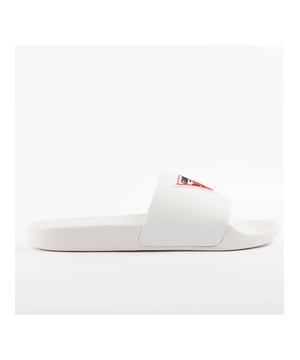 Claquette Guess Tokyo Triangle Herren Weiß Synthétique. Authentischer Schuh der Marke Guess - Streetwear/Sportswear-Design von Guess - Fashion von Guess für Herren, perfekt für den Alltag - Die weiße Claquette von Guess lässt sich hervorragend mit dem Rest Ihrer Garderobe kombinieren - bequeme, synthetische Materialien - klassische Schnalle - Tokyo Triangle - Synthetisch