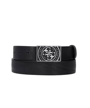 Guess Gürtel 4G Kompass Herren Schwarz Leder. Authentisches Accessoire der Marke Guess - Streetwear/Sportswear-Design von Guess - Guess für Herren Mode, perfekt für den Alltag - Der schwarze Guess Gürtel passt hervorragend zu Ihrer restlichen Garderobe - Bequemes Leder Material - klassisch - 4G Kompass -