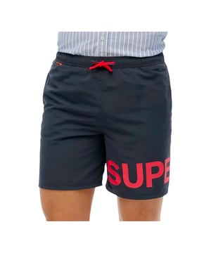 Superdry Graphic 17 Badehose Herren Blau Polyester. Authentisches Kleidungsstück der Marke Superdry - Streetwear/Sportswear-Design von Superdry - Superdry für Herren, ideal für den Alltag - Die blaue Superdry Badehose lässt sich perfekt mit dem Rest Ihrer Garderobe kombinieren - bequemer Polyesterstoff - klassisch - Graphic 17 -