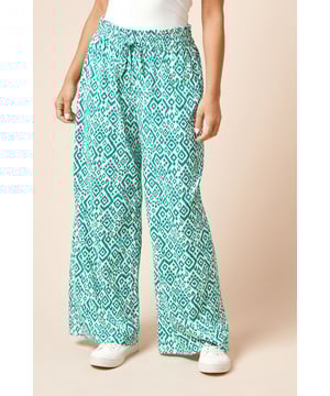 Petite Printed Belted Wide Leg Jersey Trouser