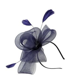 Turn heads with the perfect finishing touch. Our collection of fascinators adds effortless elegance and a striking statement to any outfit - ideal for weddings, races, or any special occasion. Discover the piece that completes your look. SKU: HA300715. Colour: Navy. Size: 19 x 25 cm. Polyester.