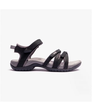 These women's strappy sandals feature a leather upper, textile lining, and rubber sole with adjustable touch fasten for comfort and breathability, ideal for casual wear