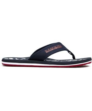 Napapijri Elm flip flops deliver classic summer style with exceptional comfort. These men's blue sandals feature a durable nylon upper with reinforced straps for longevity, even during active beach days. The microporous EVA sole provides cushioned support while keeping these sandals remarkably lightweight. Perfect for poolside lounging or casual strolls, they offer the quality craftsmanship Napapijri is known for in a simple, versatile design.