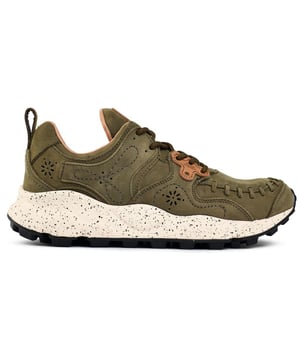 Step up your sporty looks with these unmissable, unusual trainers Yamano 3 from Flower Mountain. The running-style sneaker has a super soft, fast design, suede and nylon upper and a funky, chunky sole with a cork antibacterial insole. The intricate stitching, beautiful multicolour design and woven details make for a snug fit and fabulous, unique look.