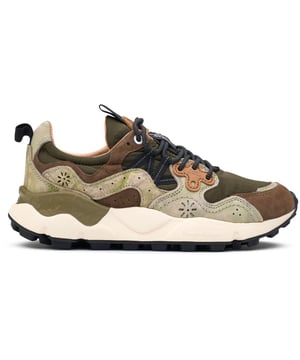 Step up your sporty looks with these unmissable, unusual trainers Yamano 3 from Flower Mountain. The running-style sneaker has a super soft, fast design, suede and nylon upper and a funky, chunky sole. The intricate stitching, beautiful multicolour design and woven details make for a snug fit and fabulous look.
