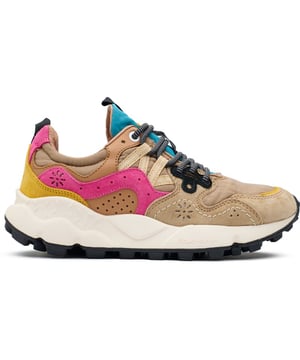 Step up your sporty looks with these unmissable, unusual trainers Yamano 3 from Flower Mountain. The running-style sneaker has a super soft, fast and colourful design, suede and nylon upper and a funky, chunky sole. The intricate stitching, beautiful multicolour details and woven detailing make for a snug fit and fabulous look.