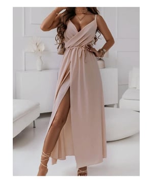 Estilo: Vestido midi sin mangas con cruce atado  
Transparente: Opaco  
Elástico: Sin elasticidad  
Cuerpo: Sin forro  
Composición del material: 100% poliéster  
Instrucciones de cuidado: Lavar a máquina en frío, secar a baja temperatura  
Importado  
Tallas disponibles: S M L XL