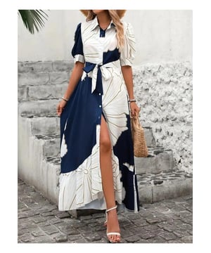 Buttoned detailing
  Tied waist
  95% polyester 5% spandex
  No stretch
  Body not lined
  Machine wash cold
  Tumble dry low
  Imported
Material: Polyester