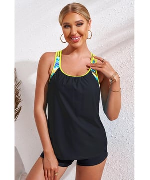 Oberteiltyp: Ohne Bügel  
Brustpolster: Abnehmbares Polster  
Musterart: Kontrast  
Stil: Outdoor Strand  
Eigenschaften: Basisstil  
Ausschnitt: Rundhals  
Materialzusammensetzung: 82 % Nylon, 18 % Spandex  
Dehnbarkeit: Mittlere Dehnbarkeit  
Pflegehinweise: Maschinenwäsche kalt. Bei niedriger Temperatur im Trockner trocknen.  
Importiert  
Produktmaße: S: Brust 28 Zoll, Länge 17  
19 Zoll; M: Brust 30 Zoll, Länge 17  
19 Zoll; L: Brust 33 Zoll, Länge 17,5  
19,5 Zoll; XL: Brust 35 Zoll, Länge 18  
20 Zoll; 2XL: Brust 38 Zoll, Länge 18  
20,5 Zoll